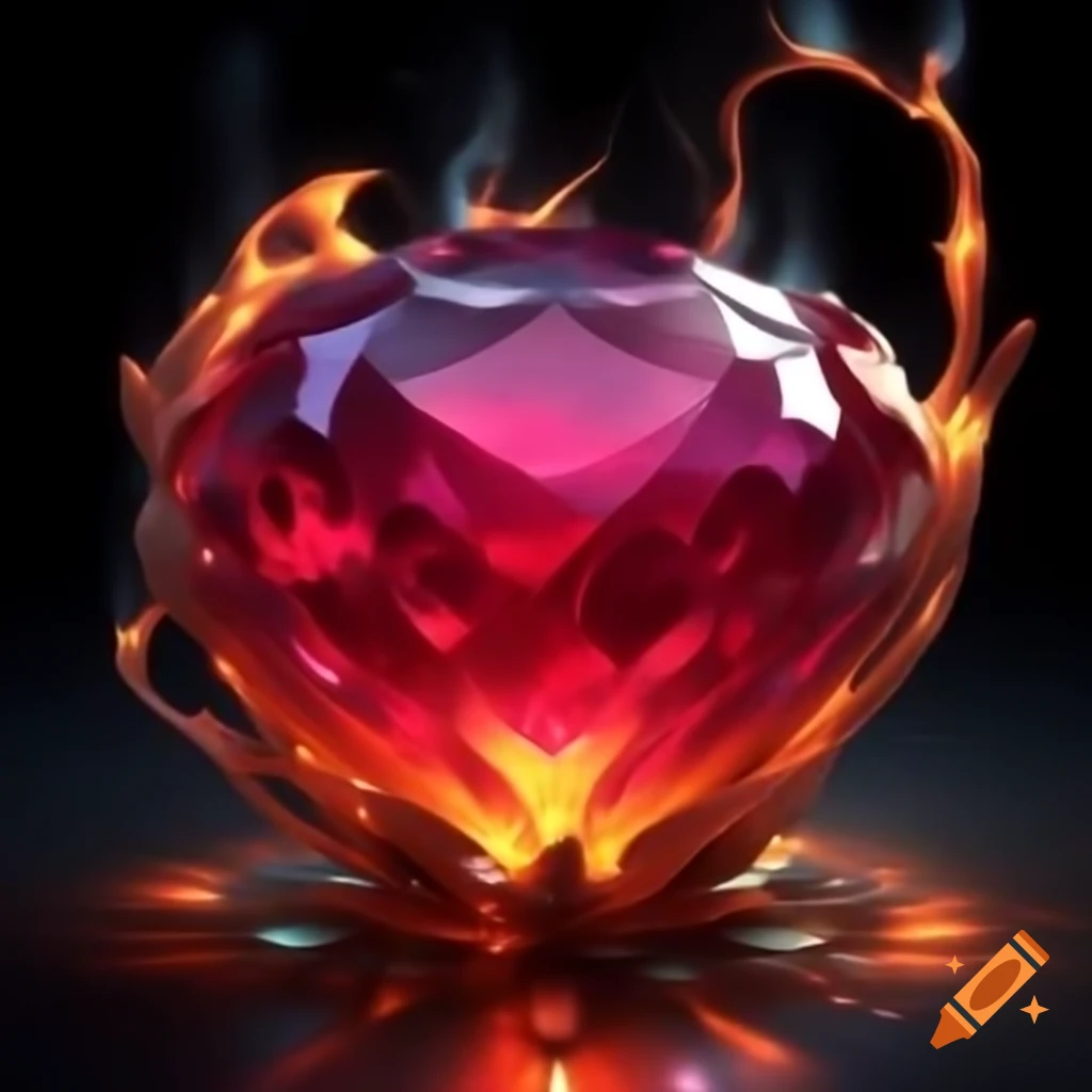 Crimson ruby with sparkling facets catching light