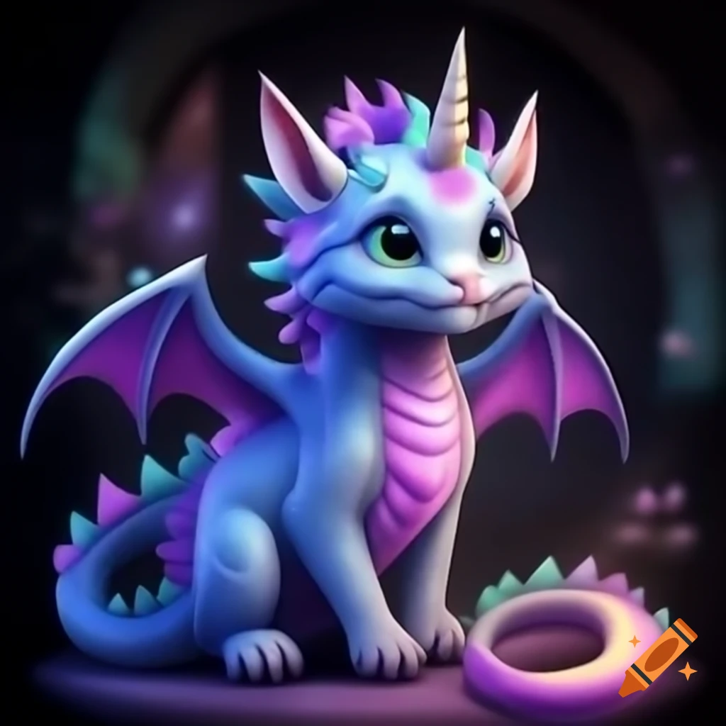 Hybrid creature combining dragon, unicorn, and cat features