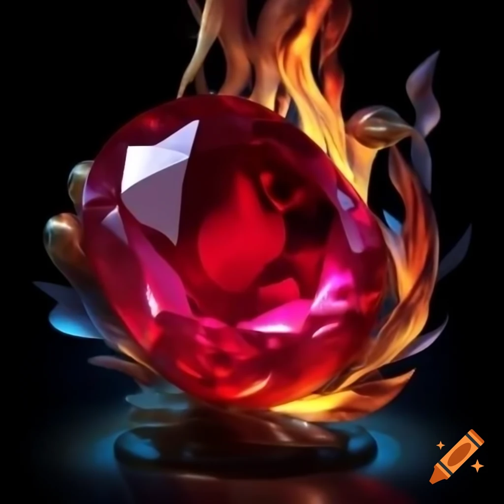 Crimson ruby with sparkling facets catching light