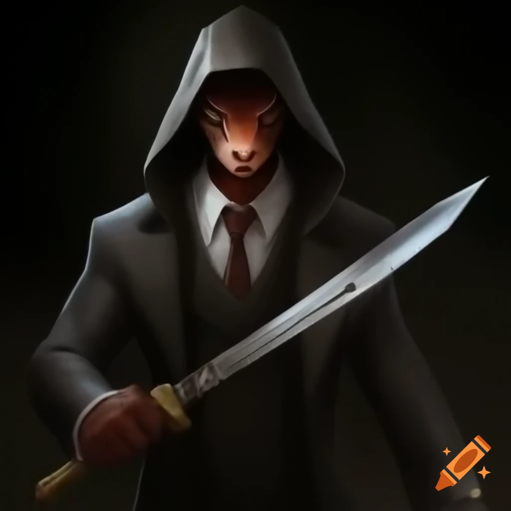 Cobra poised with hood splayed wide, wielding kamas blades in suit
