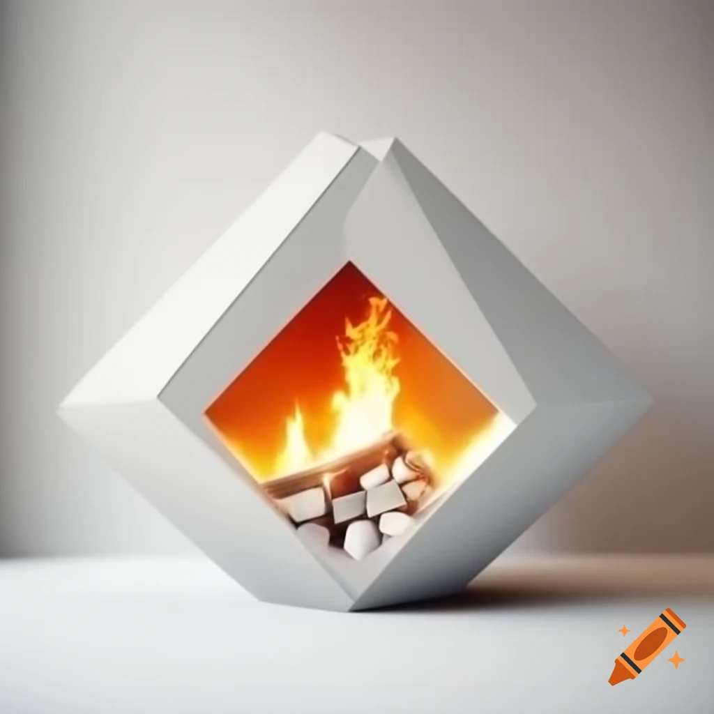 Crystal-shaped fireplace resembling a simple dipyramide cut