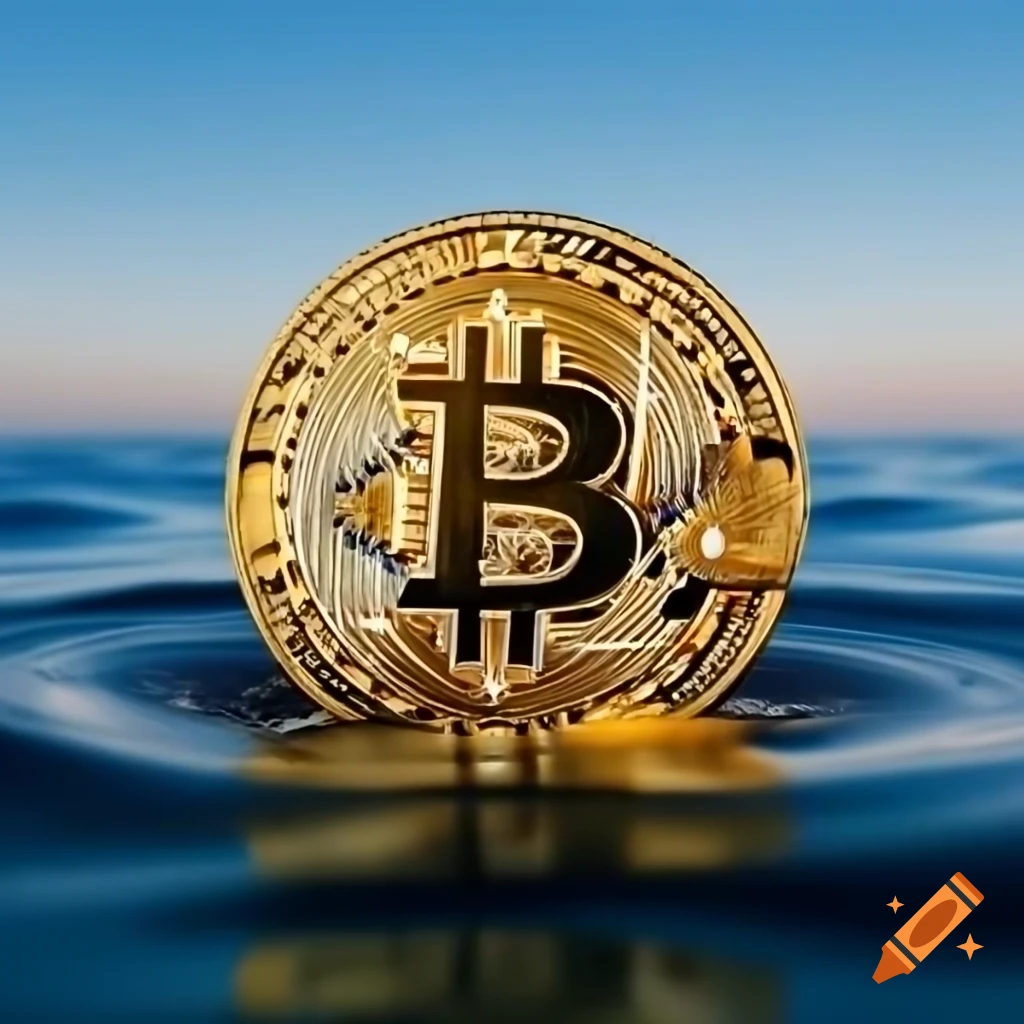 Bitcoin symbol represented against the backdrop of the Persian Gulf