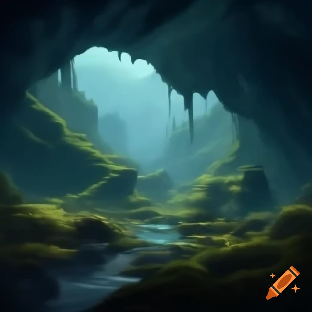 HD pixel art of realistic underground rock forest cave landscapes