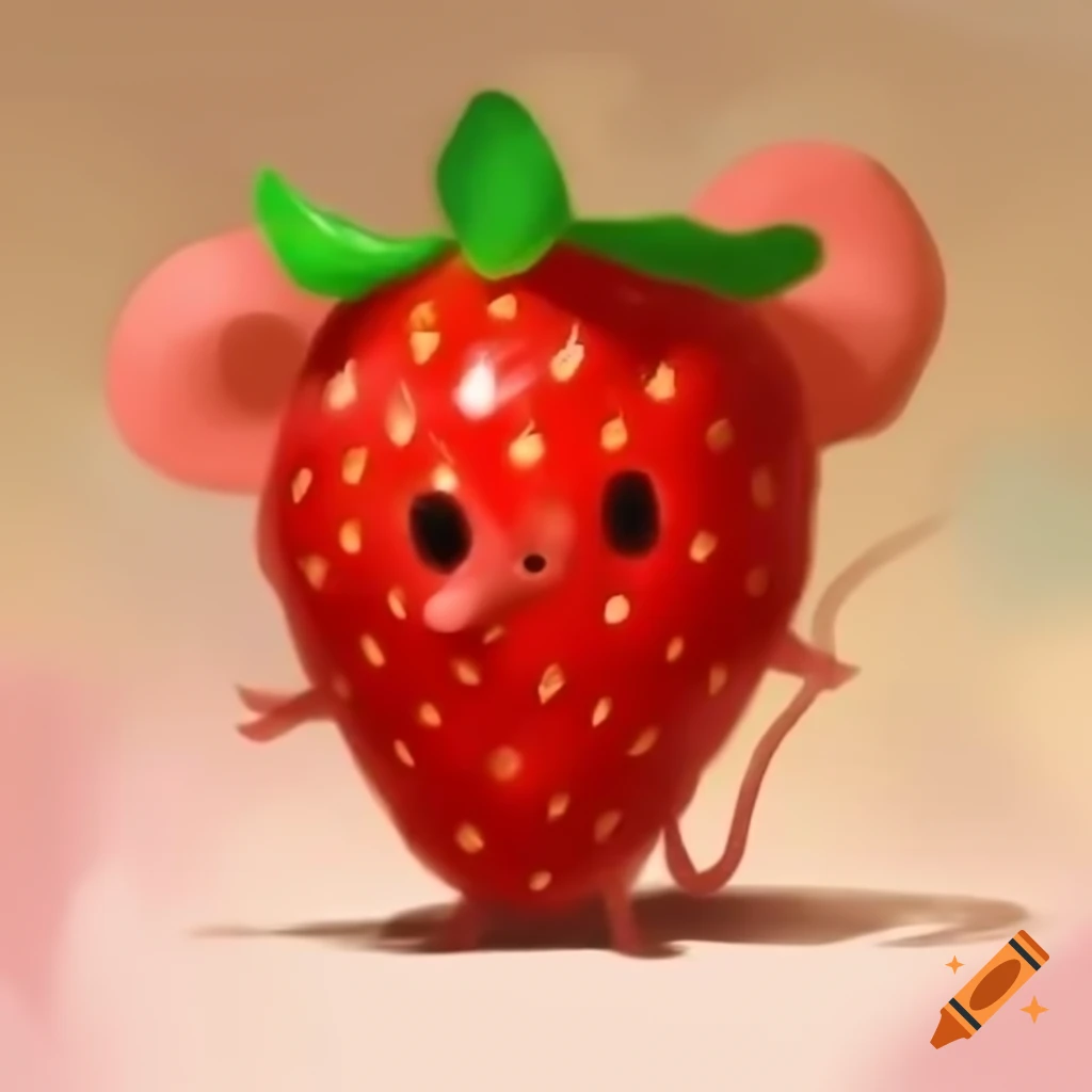 Strawberry resembling a mouse shape