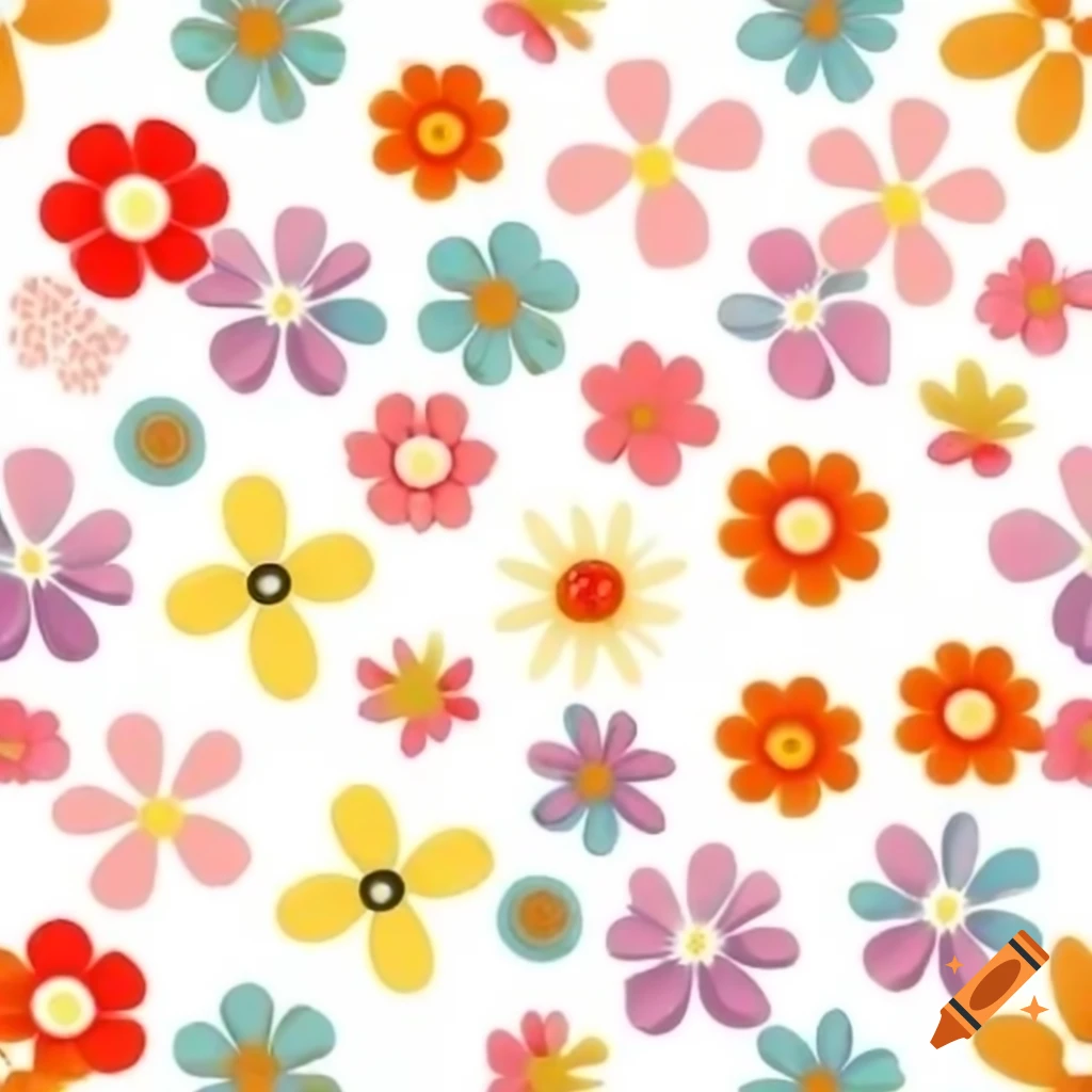 Seamless repeating pattern of cute summer flowers