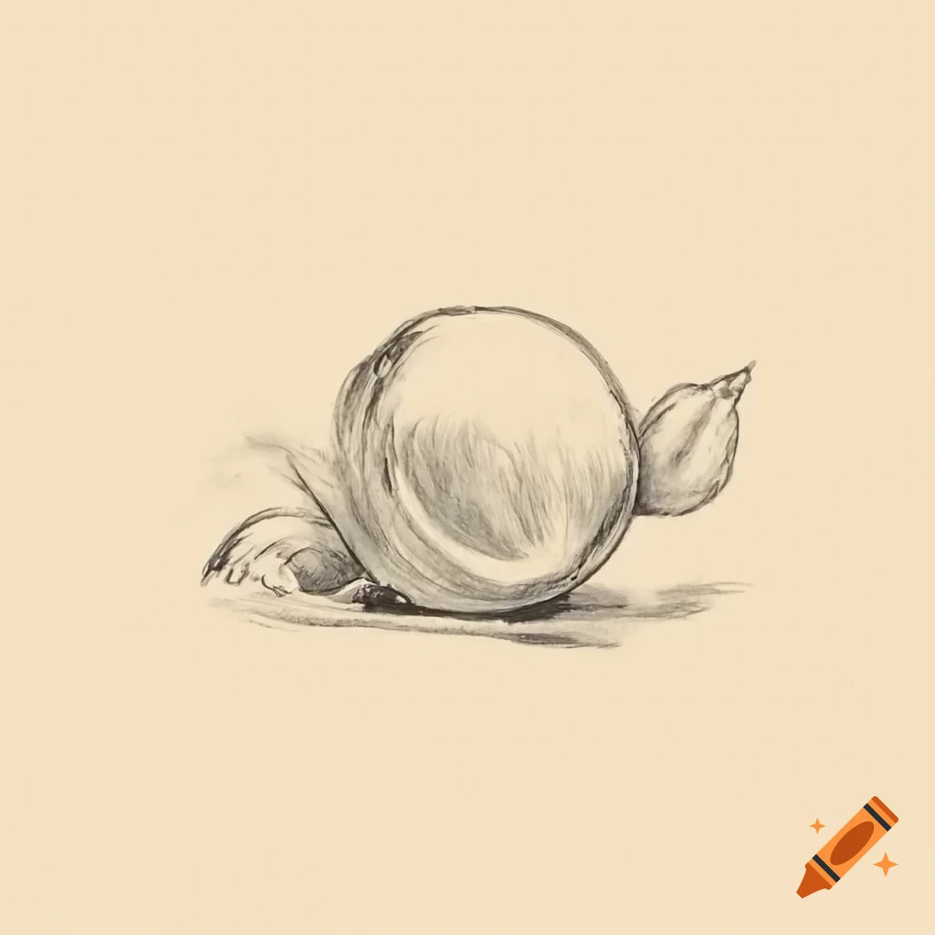 Sketch of an oil painting featuring a nature morte with a lemon