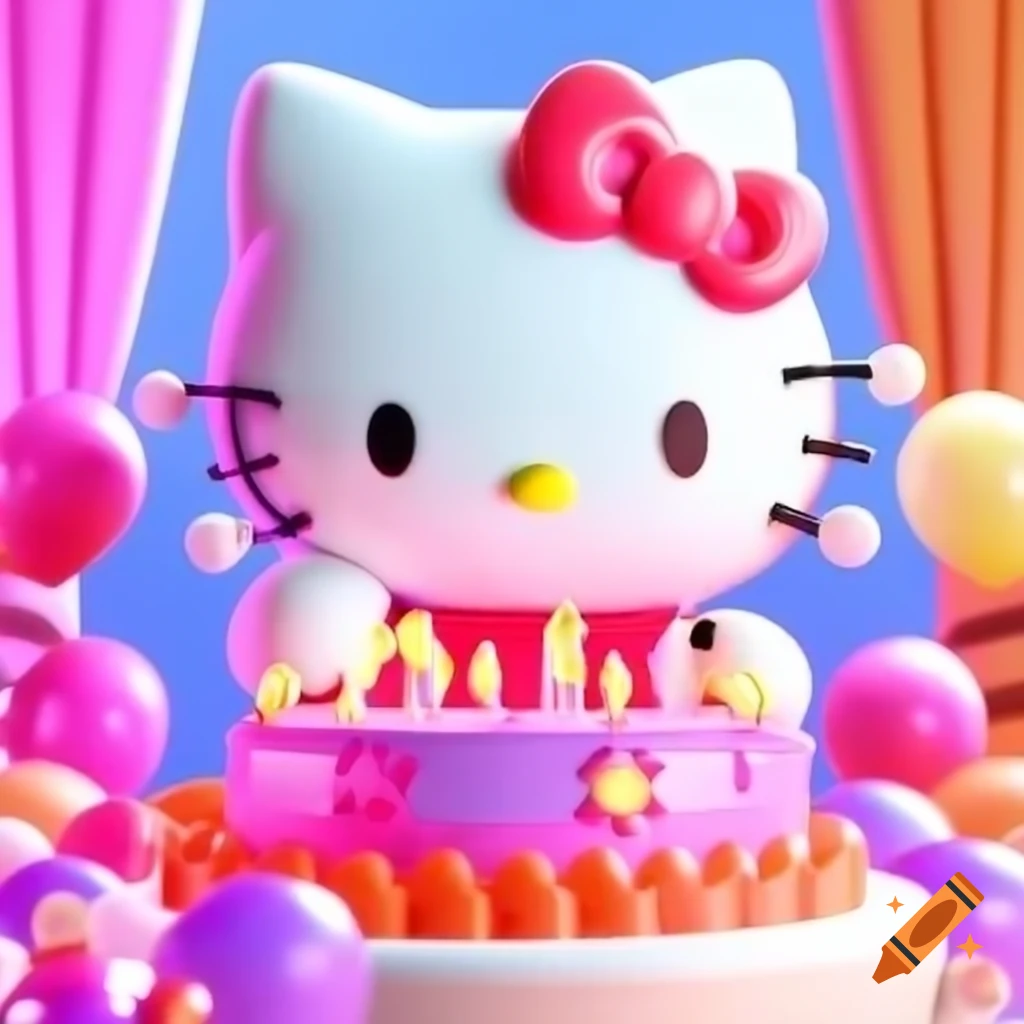 Hello Kitty 3D birthday party invitation for kids