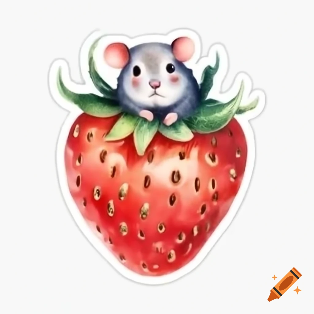 Strawberry-shaped mouse sticker design
