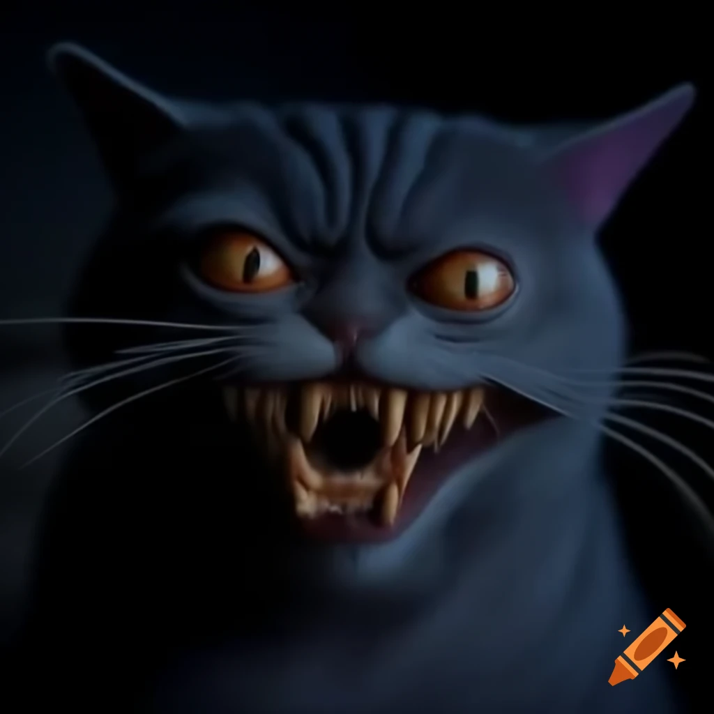 Horror-themed Cheshire Cat illustration