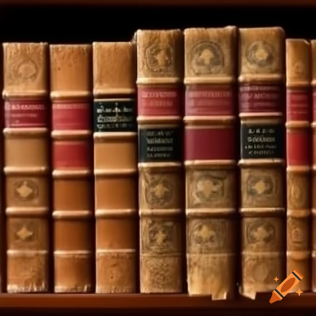 Antiquated leather-bound books depicting stories from the past