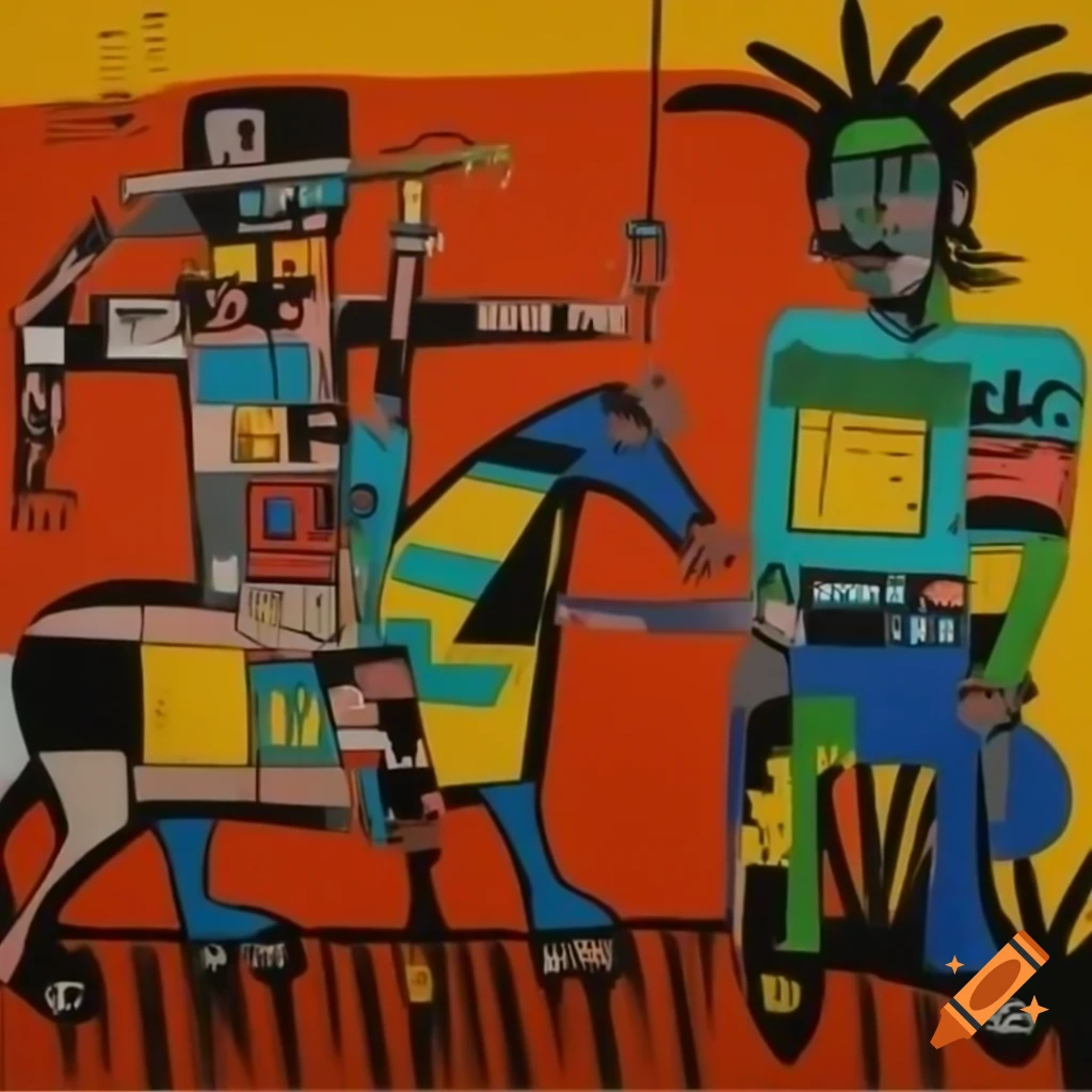 Horsemen of the Apocalypse in Jean-Michel Basquiat style painting