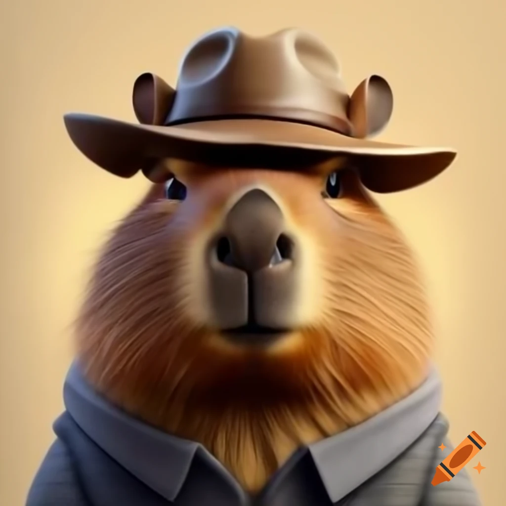 Capybara wearing a hat