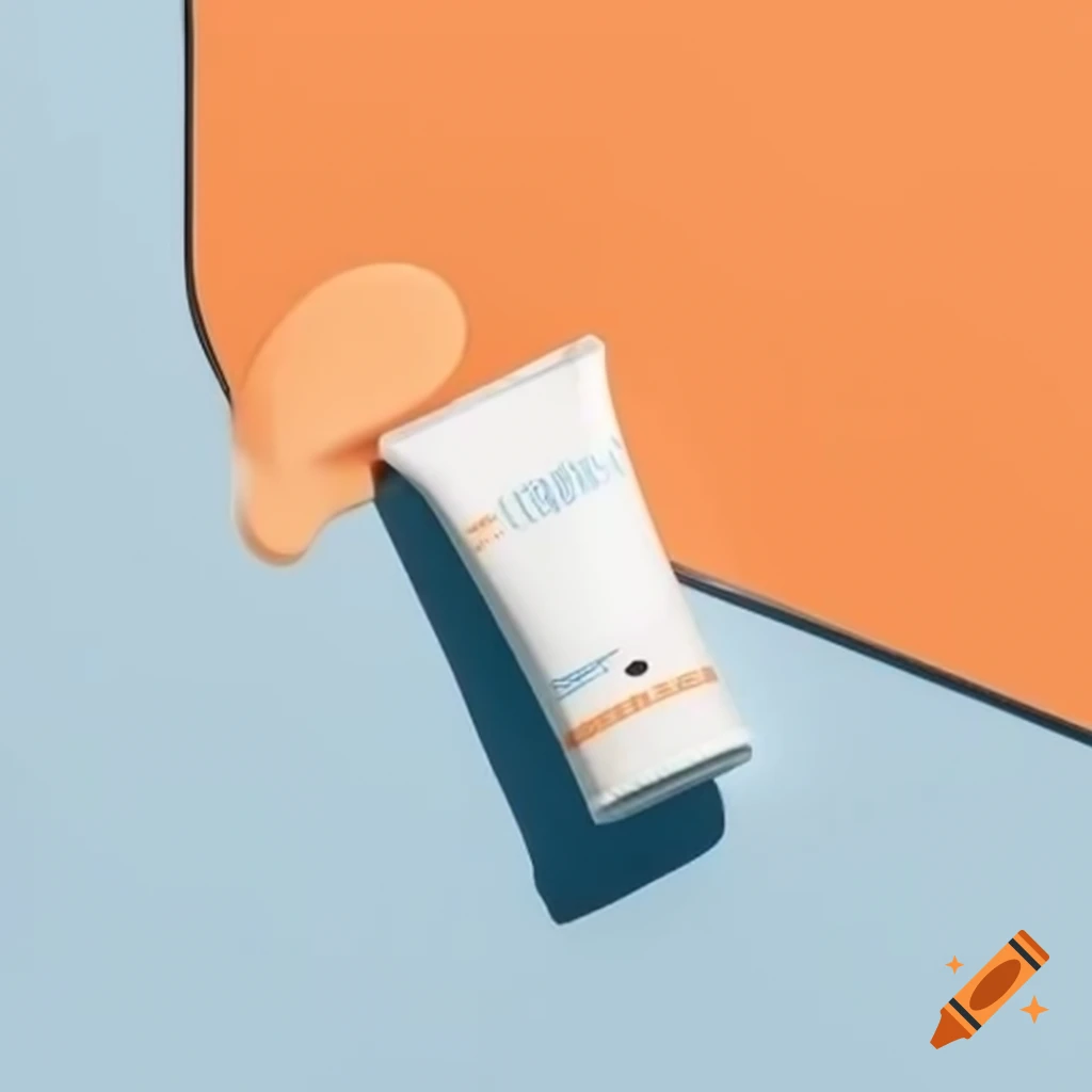 Minimalist sunscreen solar stick in orange, white, and blue tones