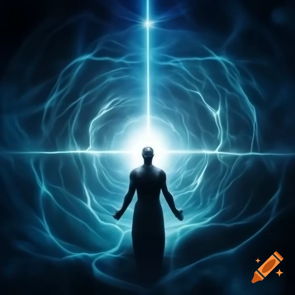 Concept of spiritual awakening with energy and light themes