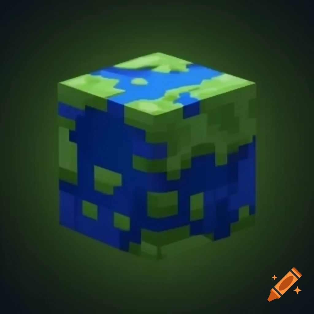 Cubical Earth from outer space in Minecraft style