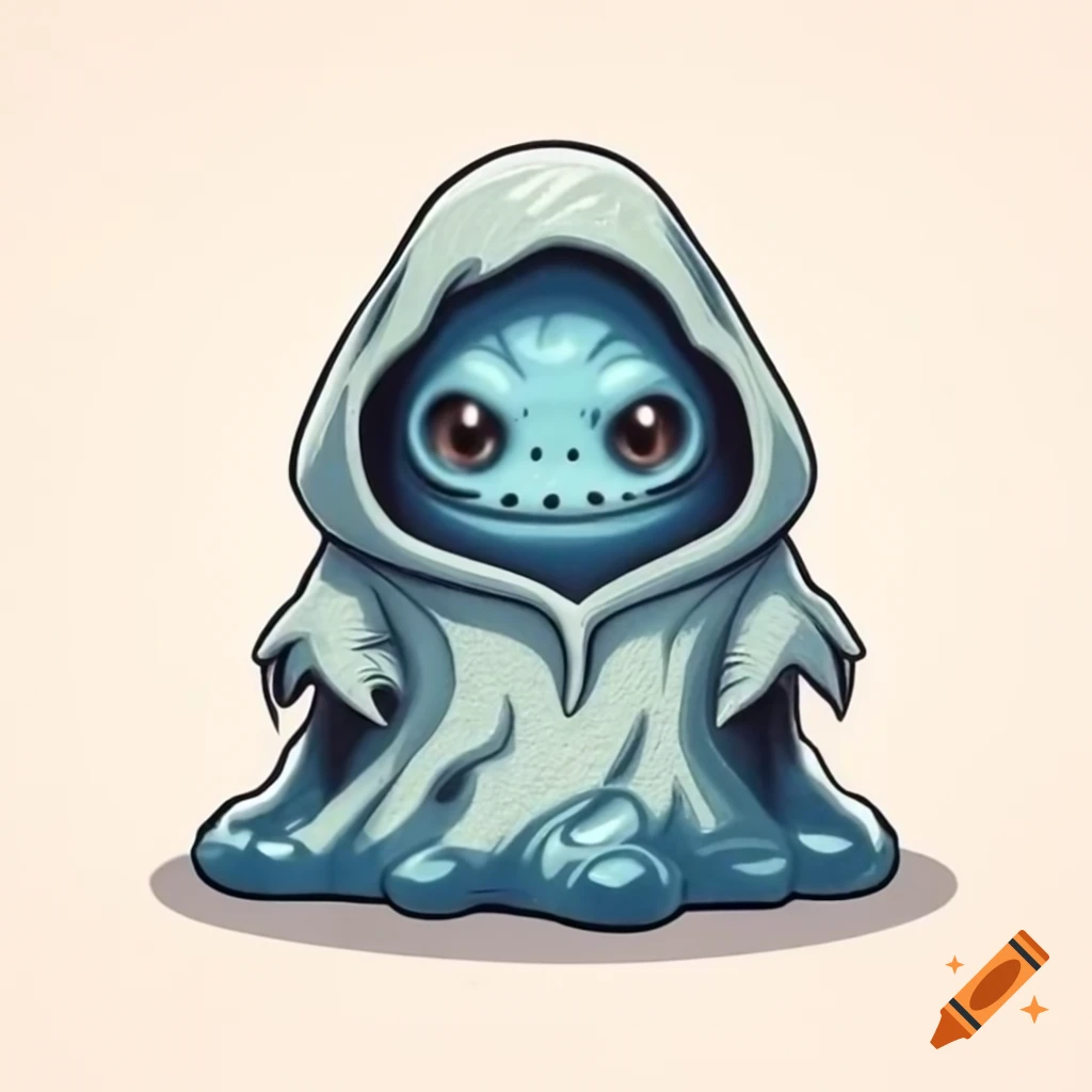 Highly detailed hooded cloak slime creature in full figure