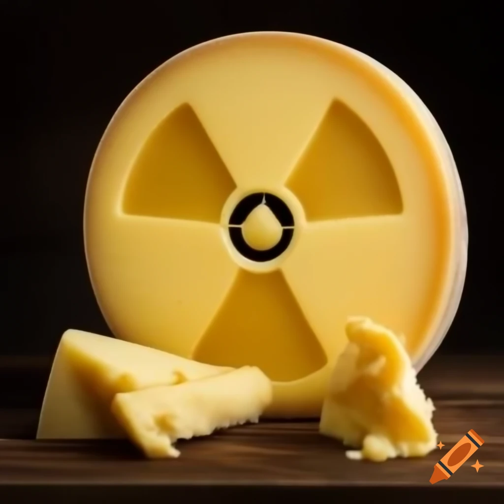 Radioactive cheese concept, whimsical illustration