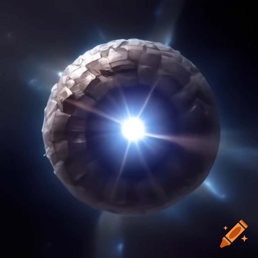 Enormous Dyson sphere enveloping a radiant star, showcasing cosmic architecture