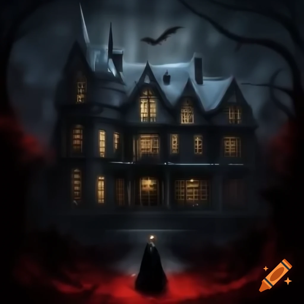 Dark wallpaper featuring old luxurious villa in gothic style