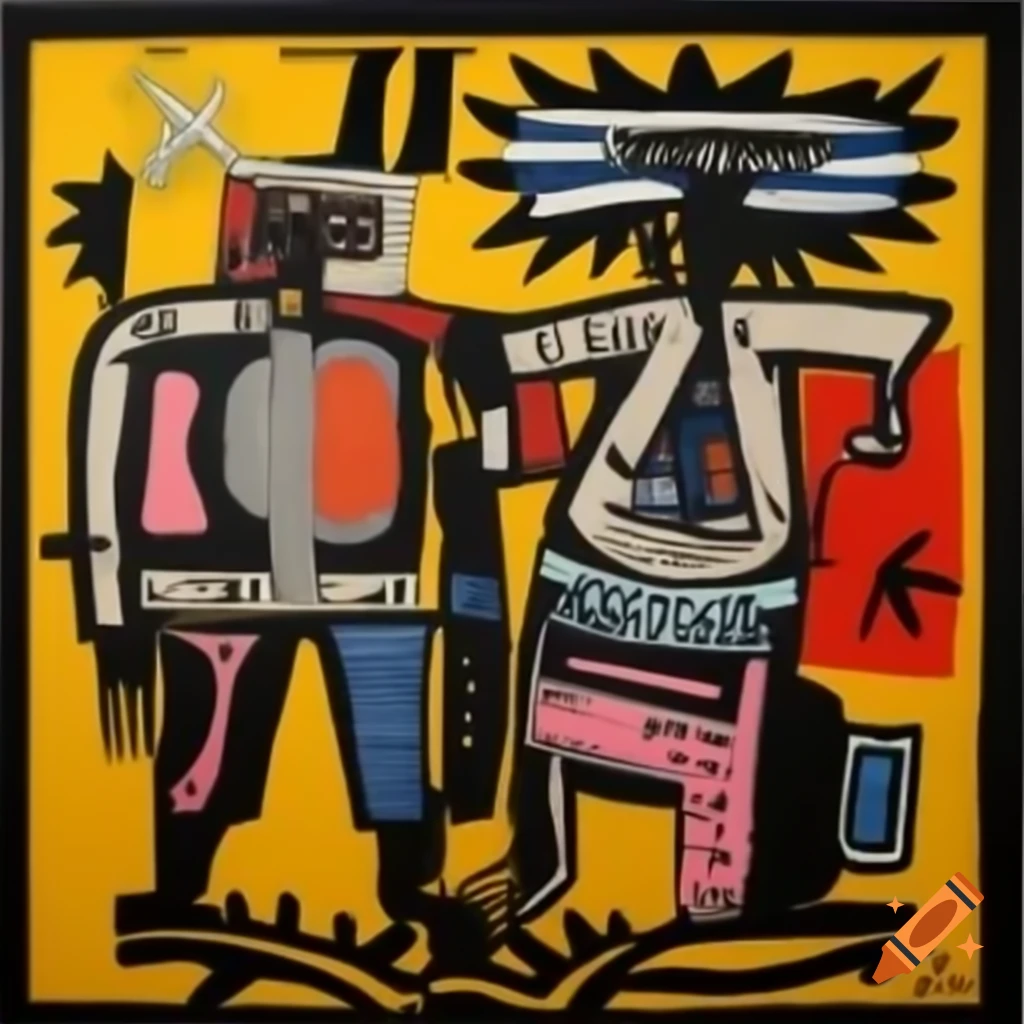 Horsemen of the Apocalypse in Jean-Michel Basquiat style painting