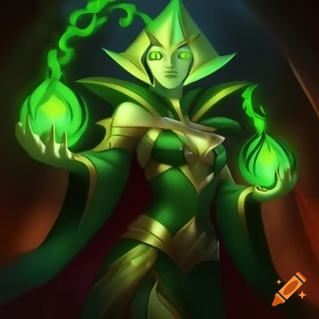 Peridot the eldritch sorceress character from god of war on craiyon