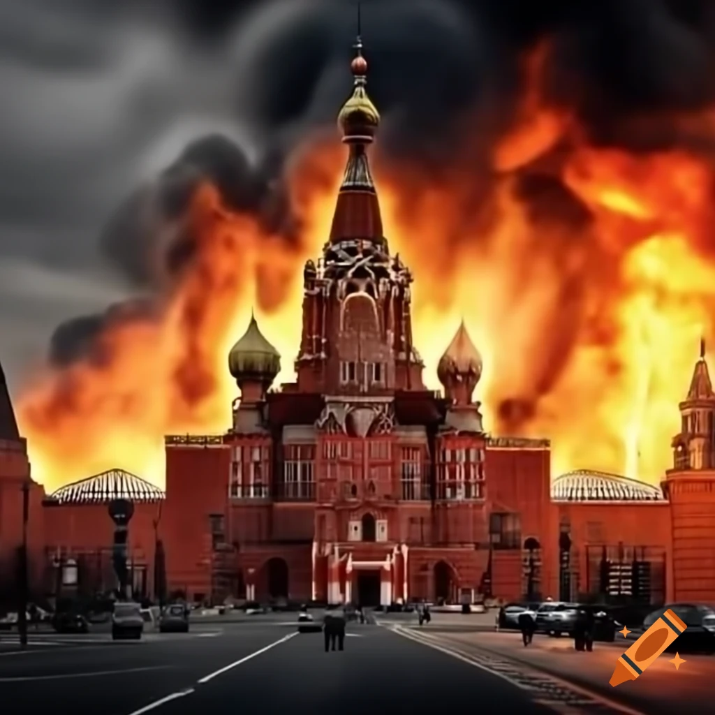 Moscow Kremlin in flames, dramatic collapse