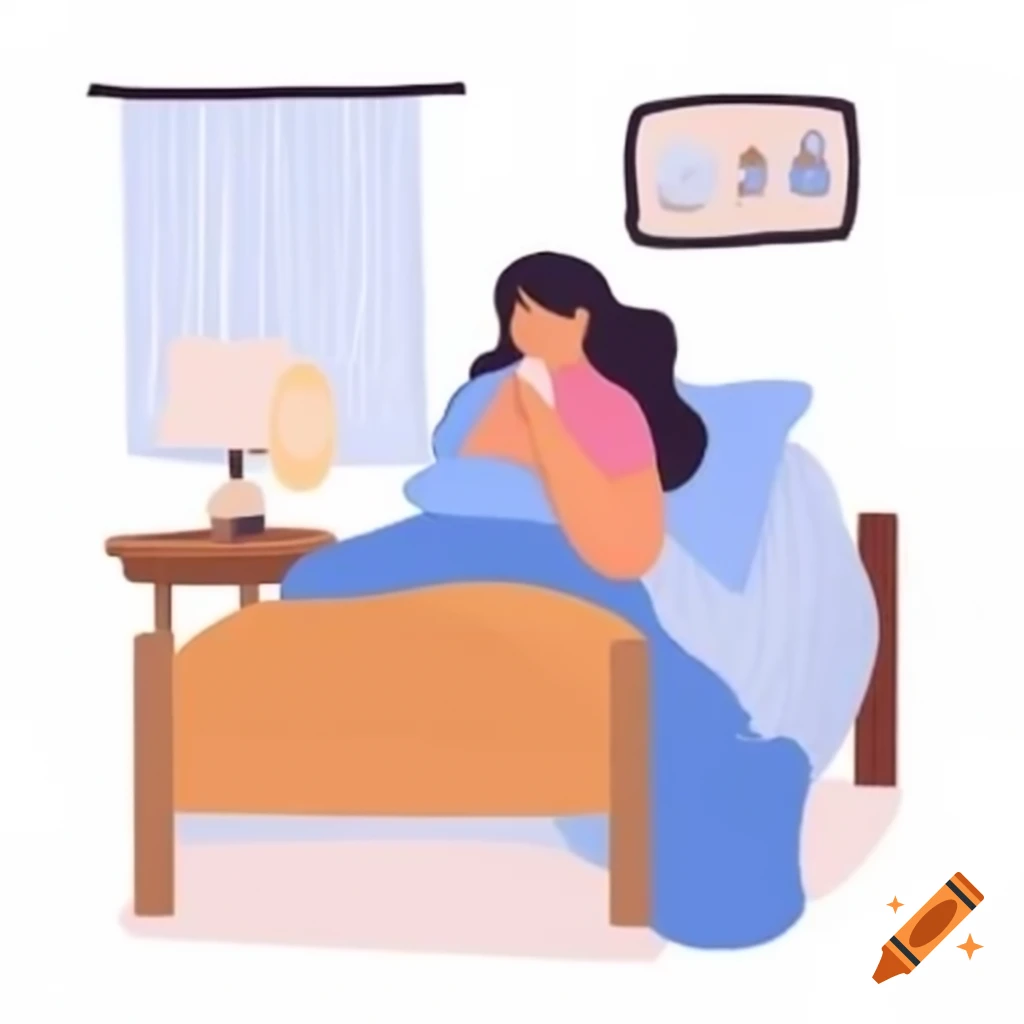 Mother in bed recovering from illness with distressed son by her side