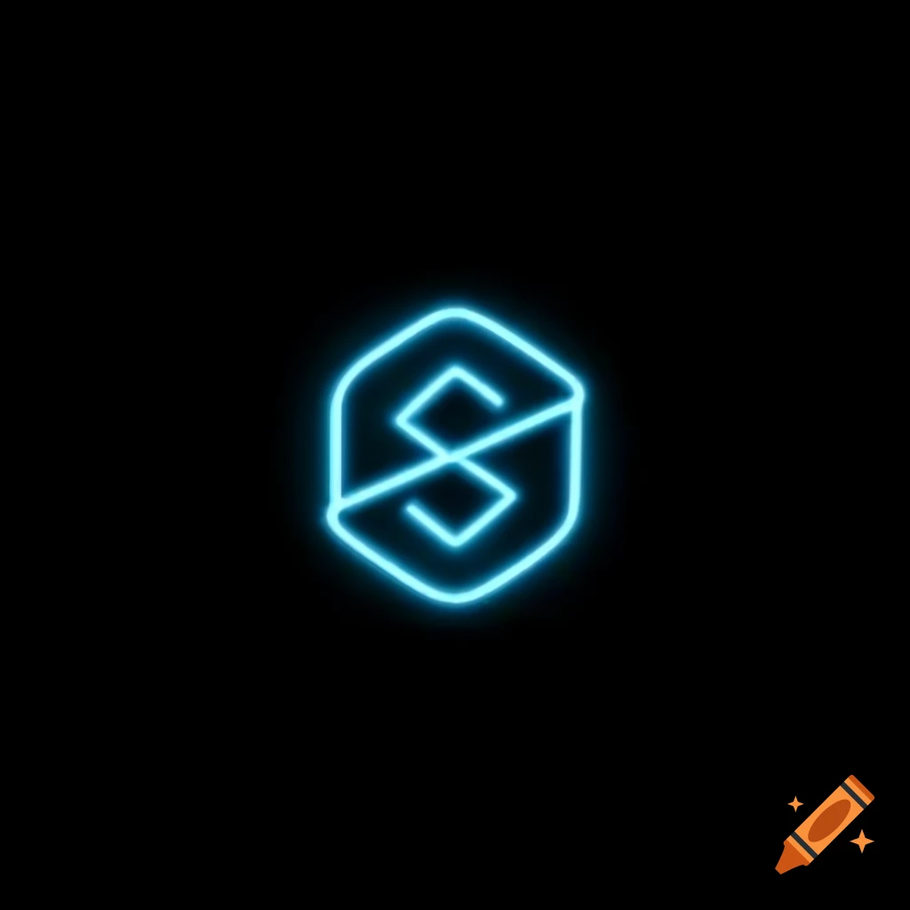 Minimalistic neon 'S' logo on black background