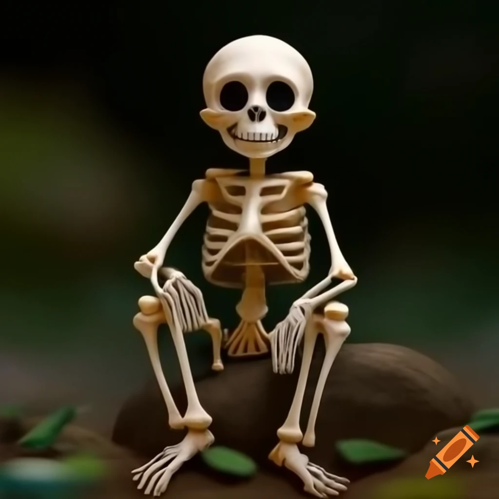 Charming skeleton named Benjamin with golden tooth and mischievous expression