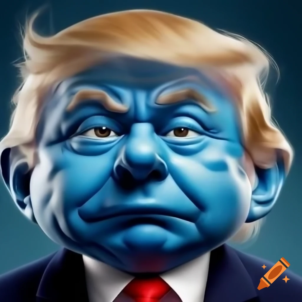 Caricature of Donald Trump as Grumpy Smurf