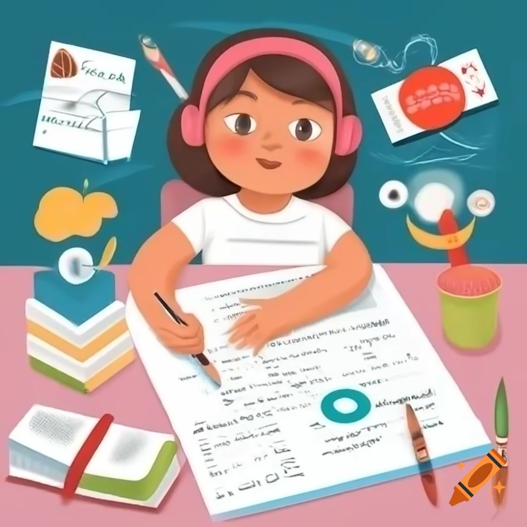 Child solving mathematical test with expressive face