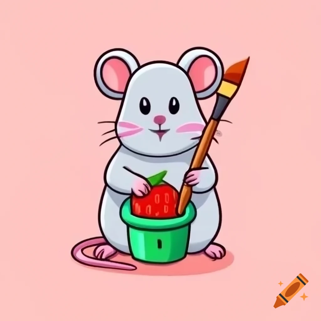Cute strawberry-themed mouse illustration