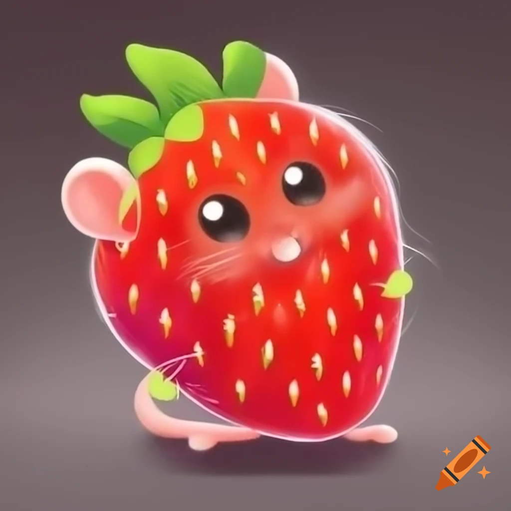 Cute strawberry-themed mouse illustration