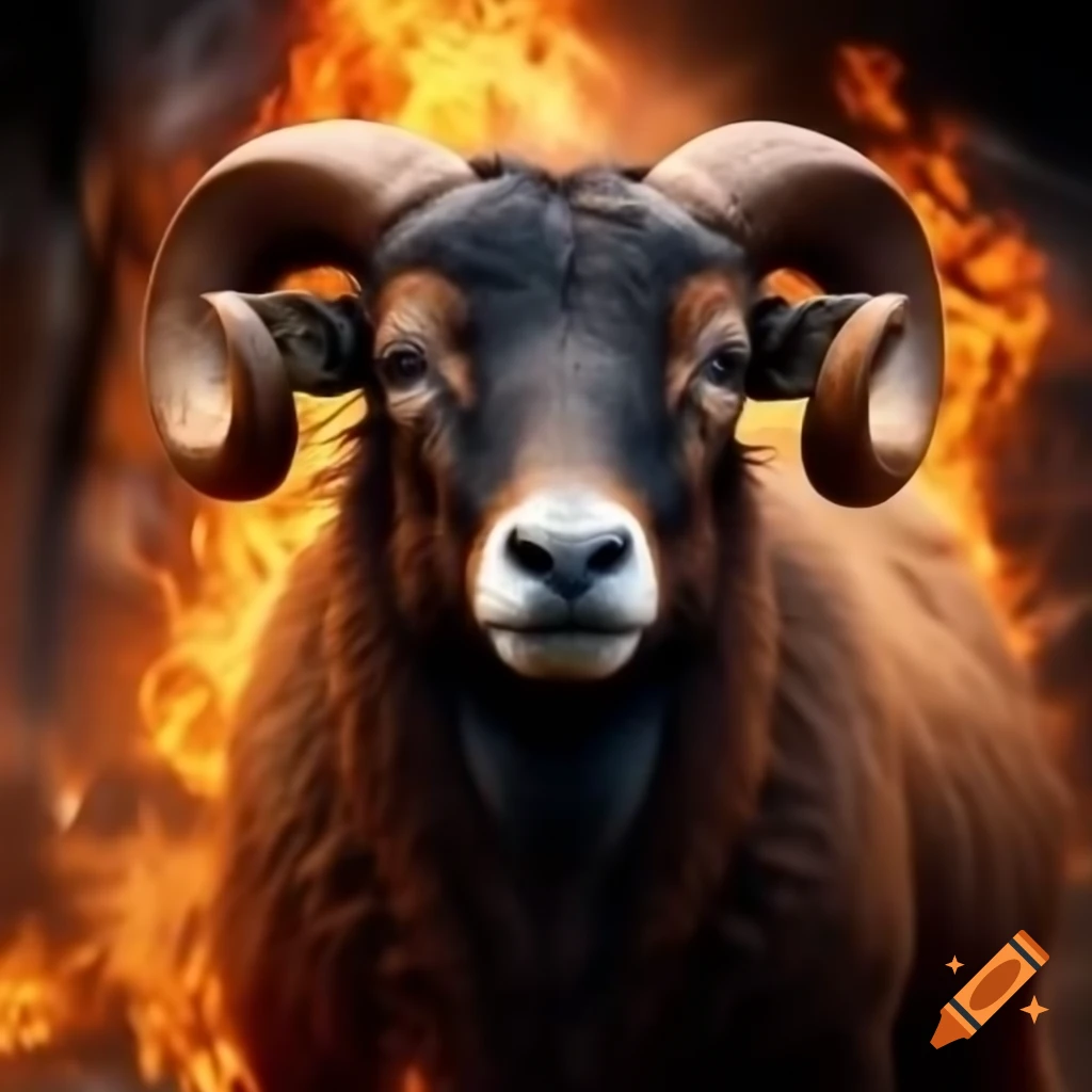 Aries symbol with fiery background