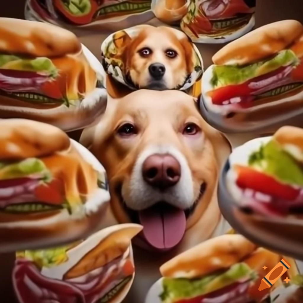 Dog food labels featuring caricature of Donald Trump