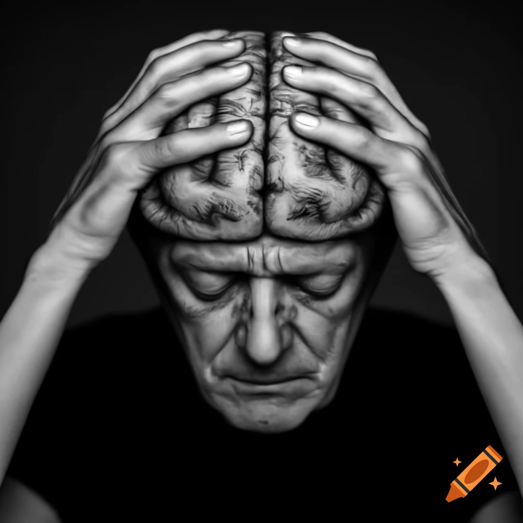 Abstract representation of a man with a brain illustration