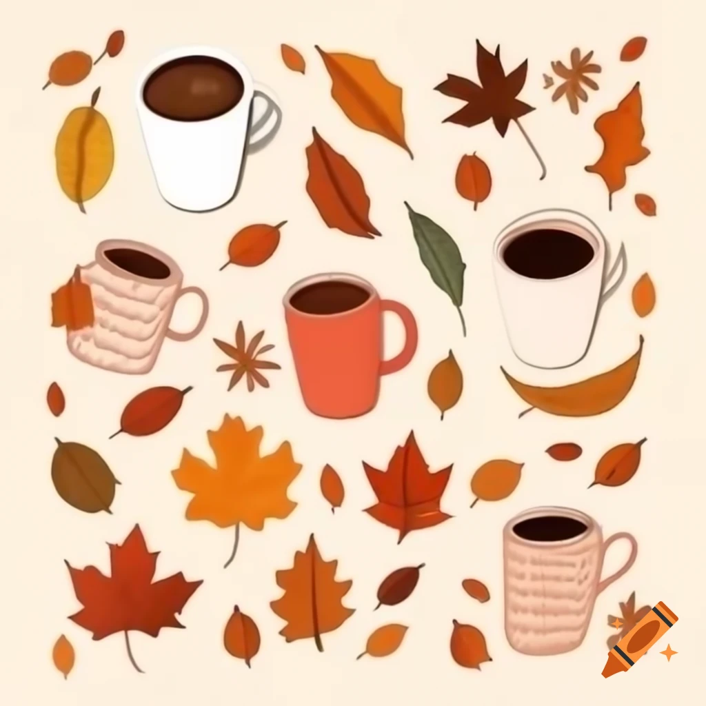 Autumn leaves design coffee cup stickers