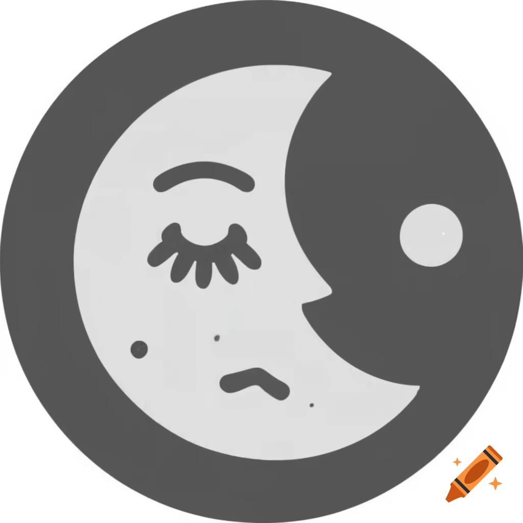 Crescent moon symbol with an eye in the center, black background