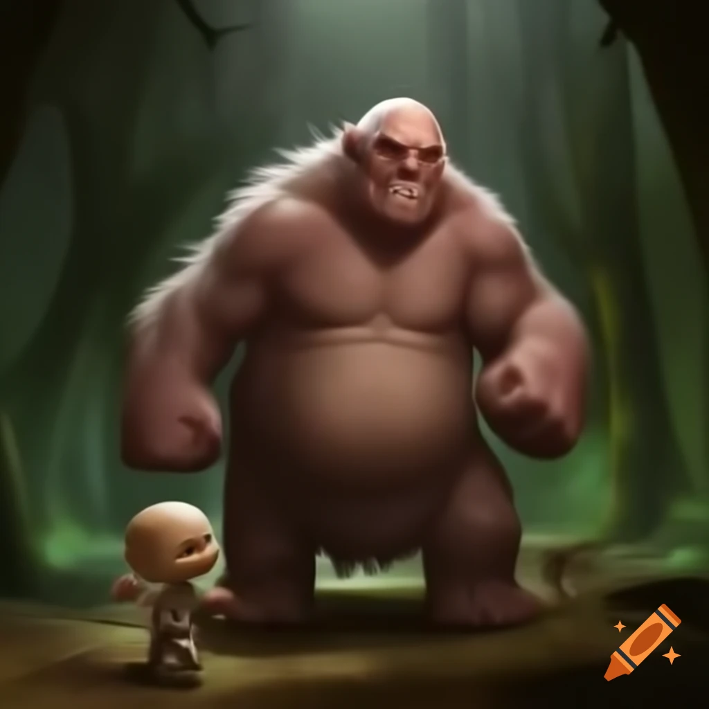 Bald dad and his 7-year-old son fighting monsters in game theme Zoonomaly