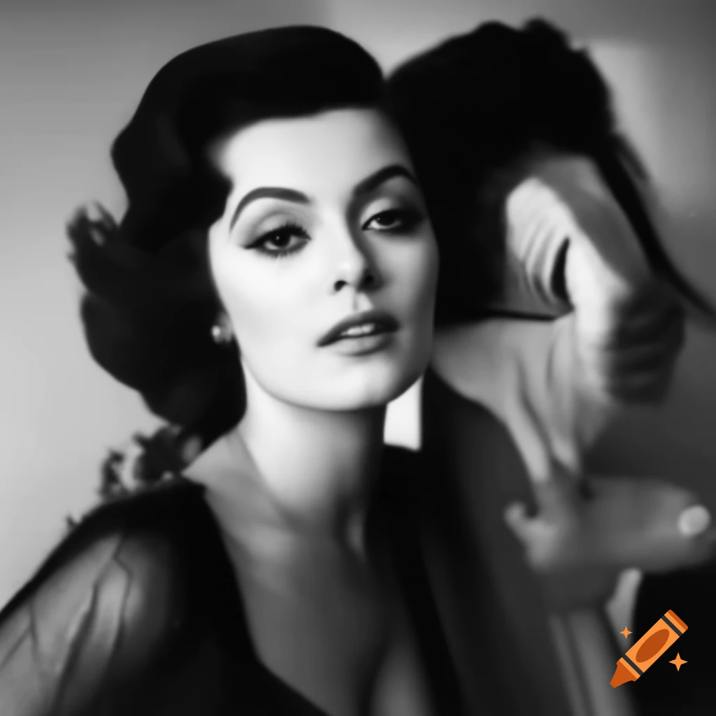 Hyper-realistic portrait of a beautiful young European actress reminiscent of classic Hollywood