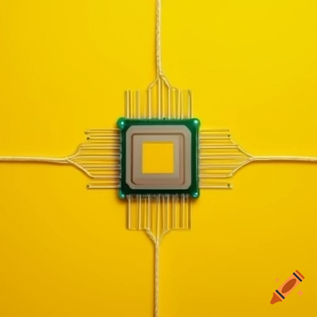 Top view of a yellow CPU