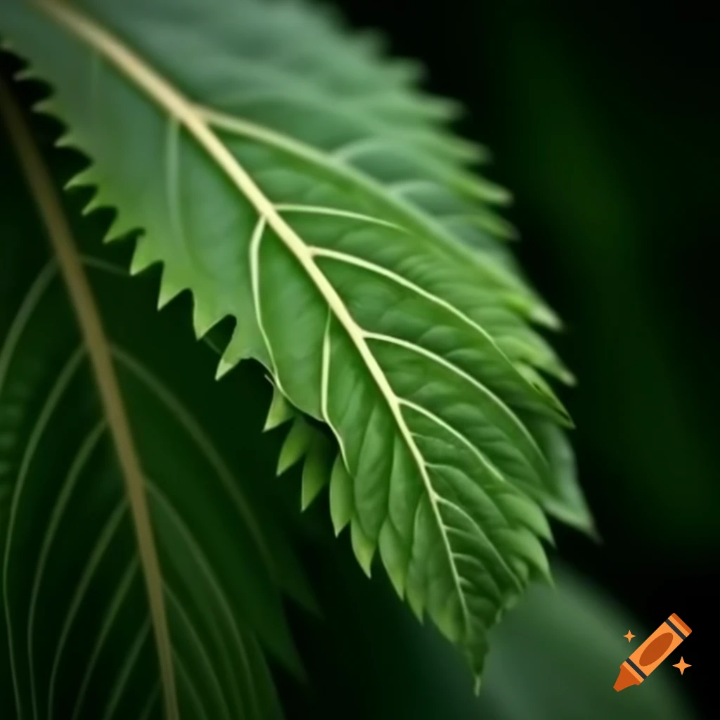 Beautiful leaf with stems details