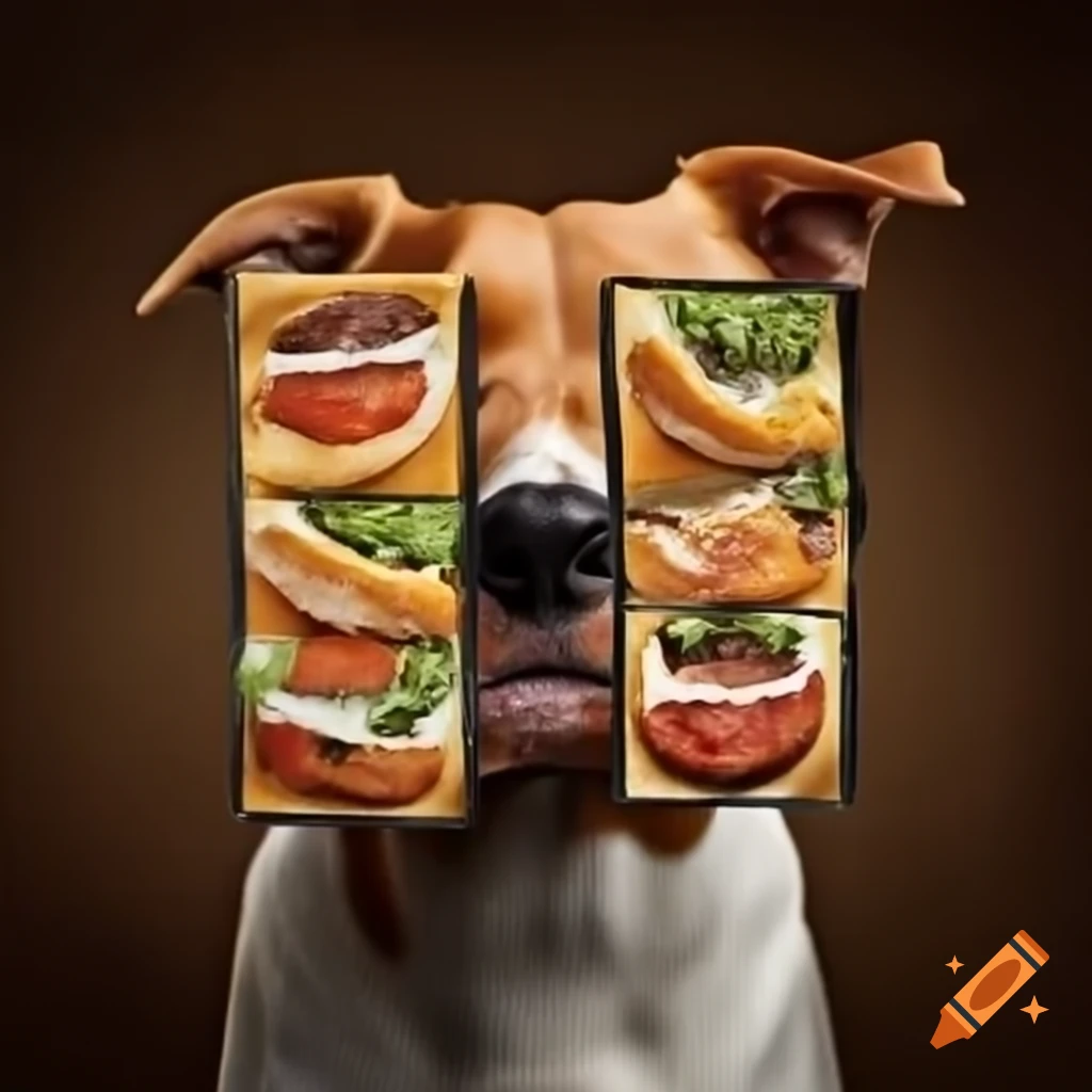 Dog food labels featuring caricature of Donald Trump