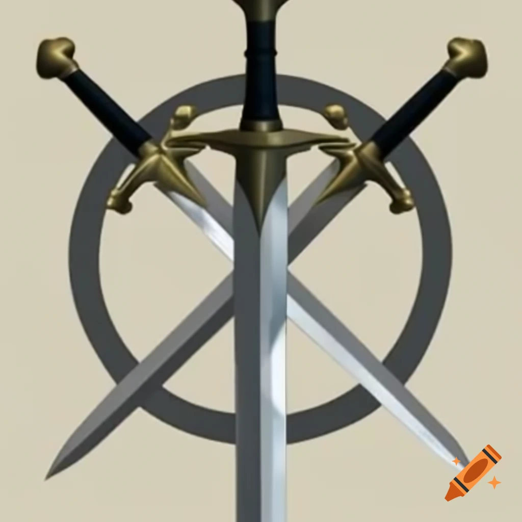 Three crossed swords inside a circle design