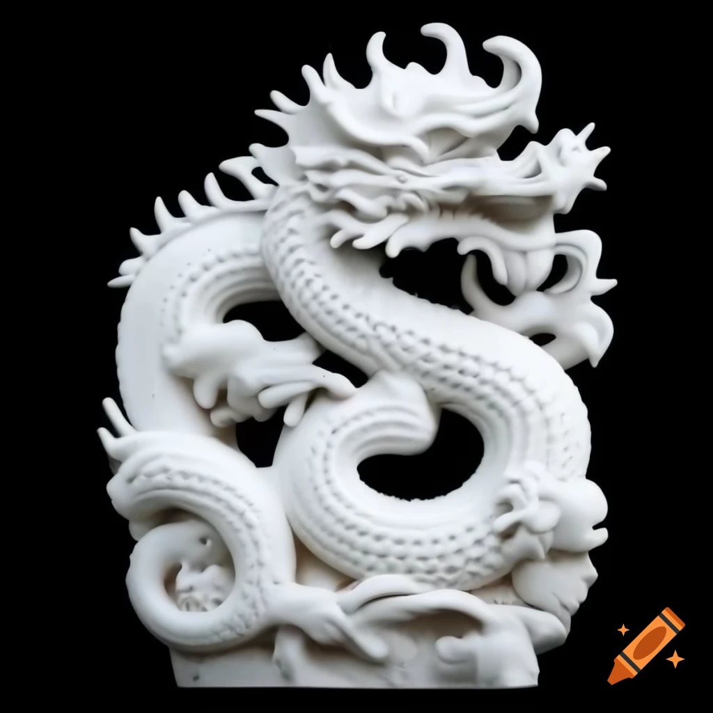 White Chinese dragon sculpture carved from stone