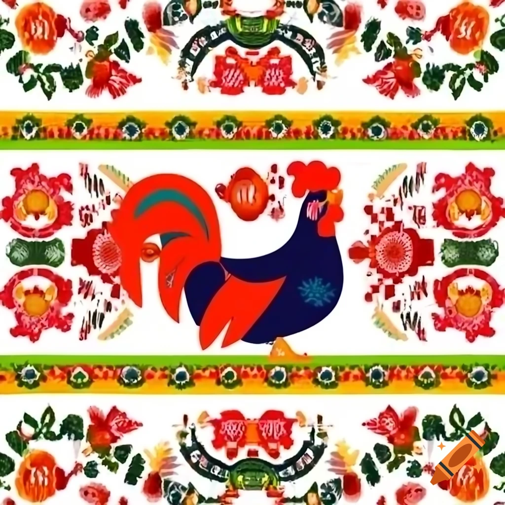 Polish folk art featuring colorful roosters