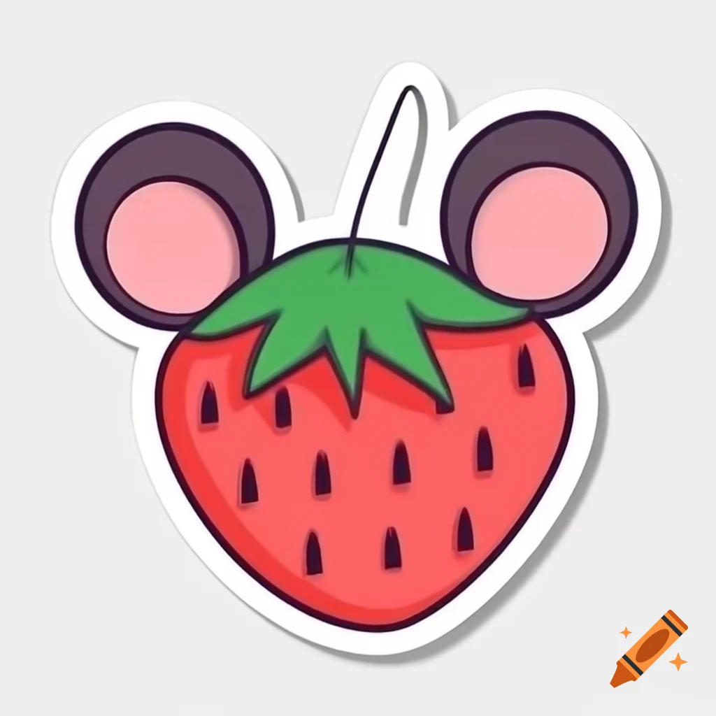 Strawberry-shaped mouse sticker design