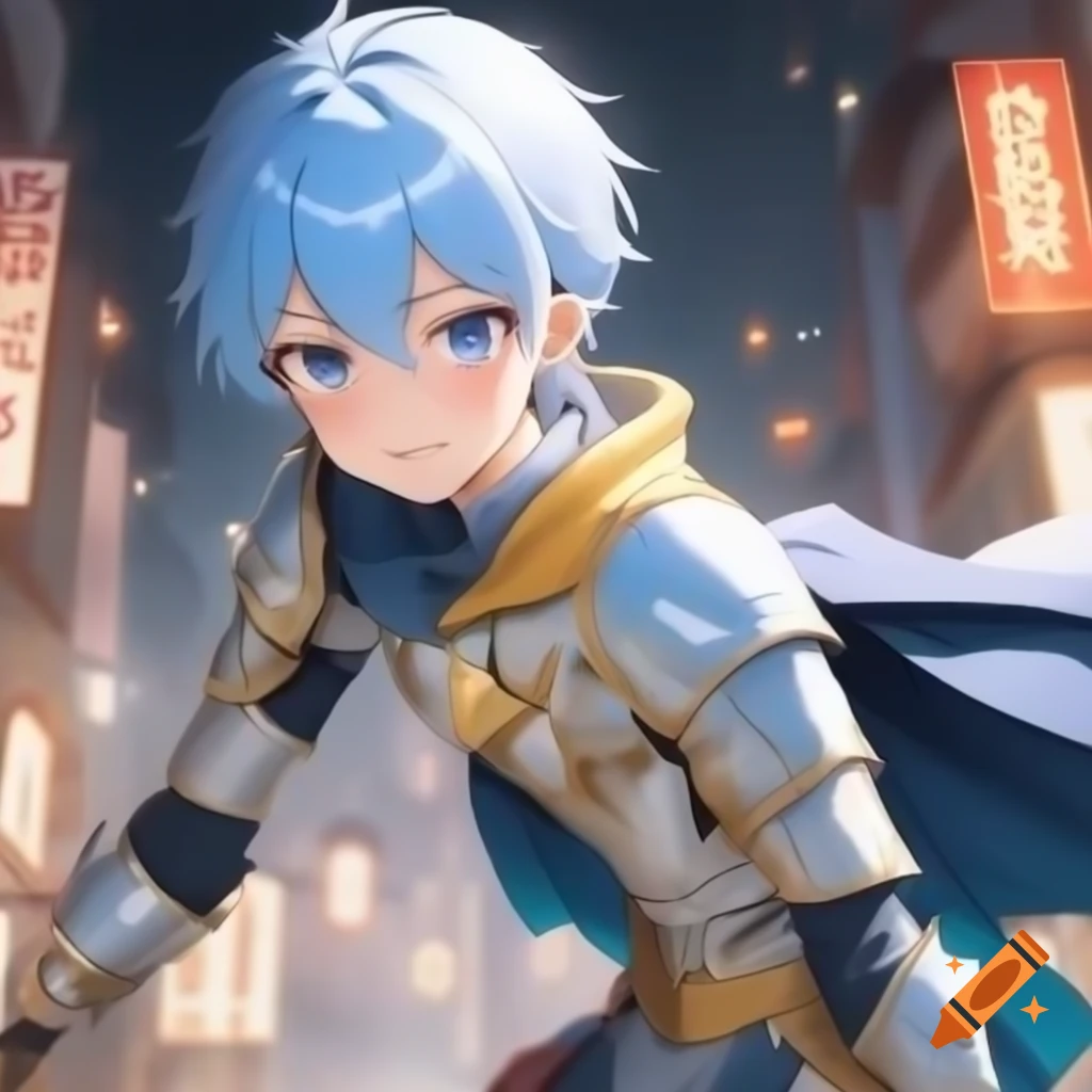 Child-friendly animated knight named Jeff with pink hair and rainbow armor