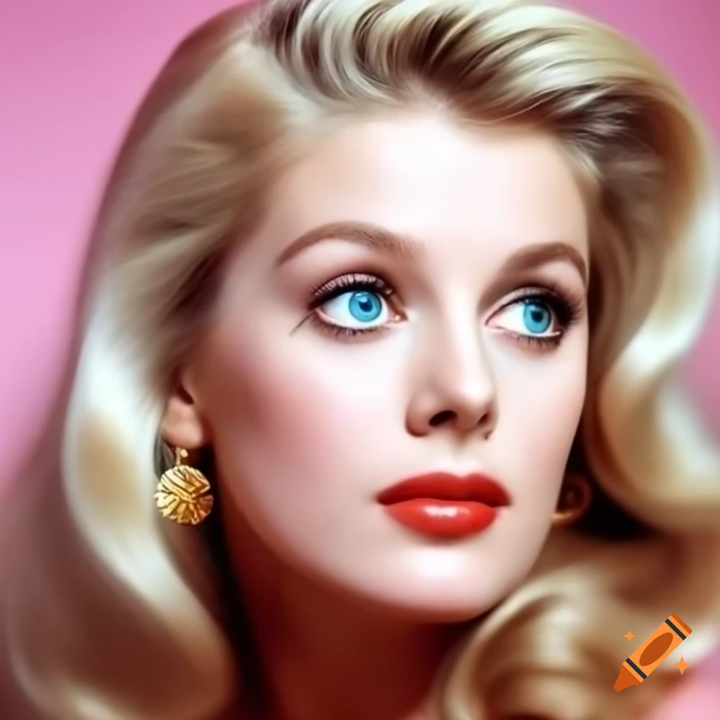 Beautiful European Hollywood actress from 1963 with porcelain skin and blue eyes