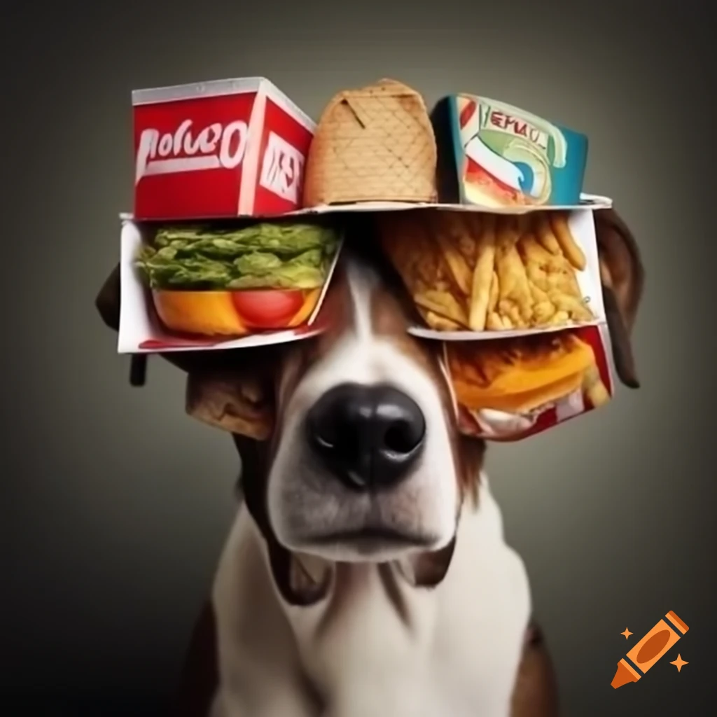 Dog food labels featuring Donald Trump's face